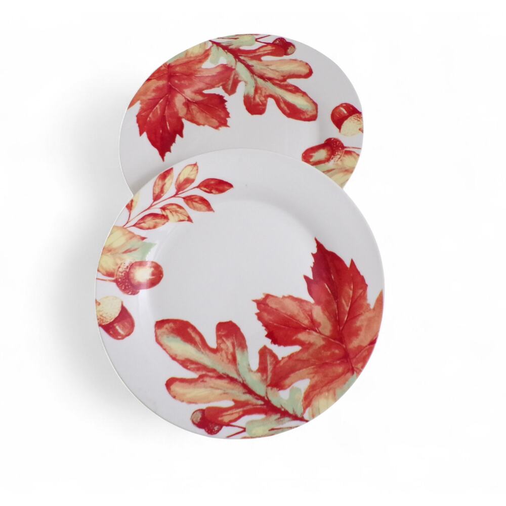 Royal Norfolk Dinner Plates Acorn Autumn Pattern Microwave Dishwasher Safe 10.5"